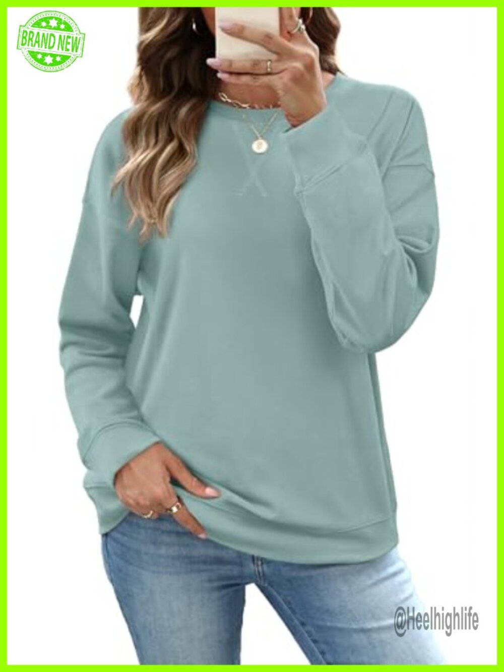 Women's Crew Neck Long Sleeve Sweatshirt Relaxed Fit Pullover Casual